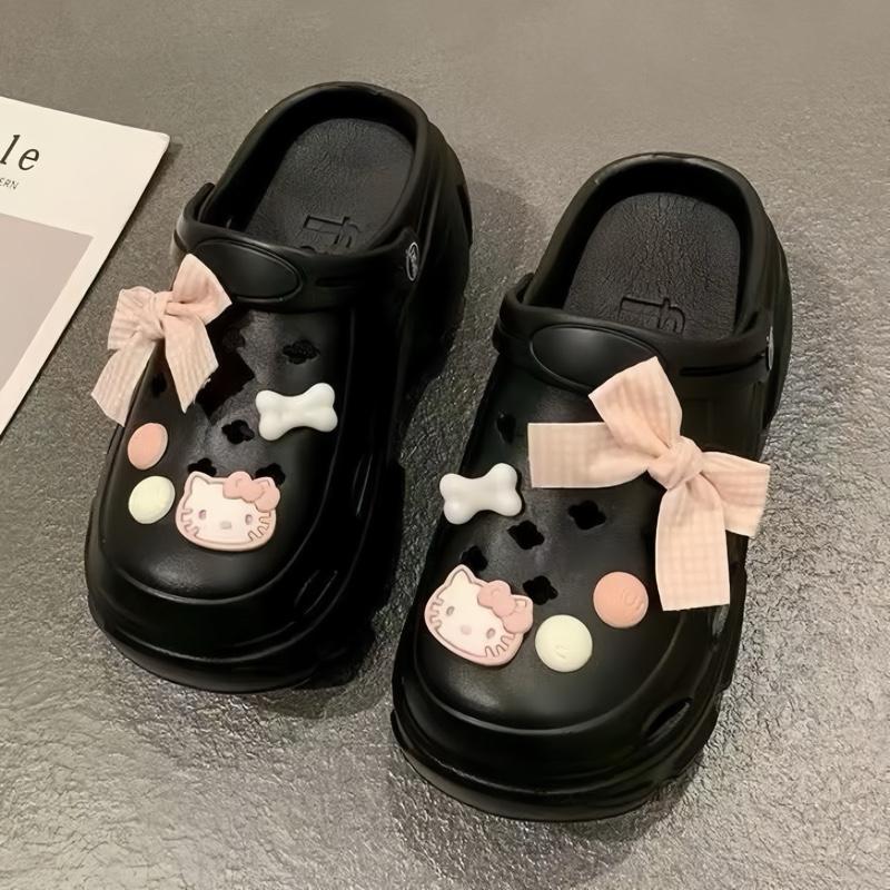 Dép sục nữ Eva đế cao charm nơ xinh yêu chất liệu Eva êm nhẹ thiết kế trẻ trung nữ tính