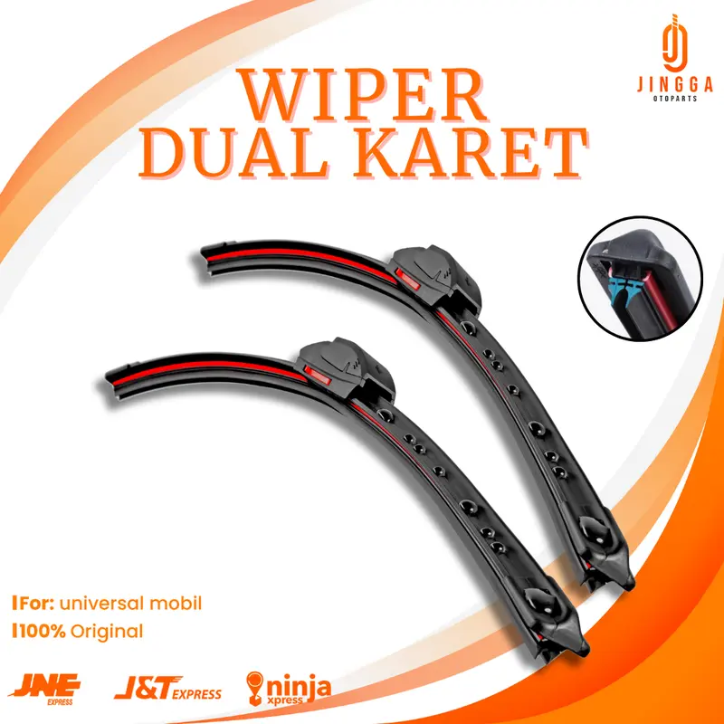 Wiper Frameless Dual Karet Model Karet Ganda 2 Lapis Sepasang Tanpa Rangka Besi Untuk Semua Jenis Mobil 0