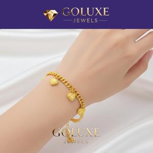 GOLUXE Gelang Emas Wanita Elegan 4.8mm x 20cm Berat 12g Rantai Tangan Emas Pasir Halus Eksklusif untuk Berbagai Acara