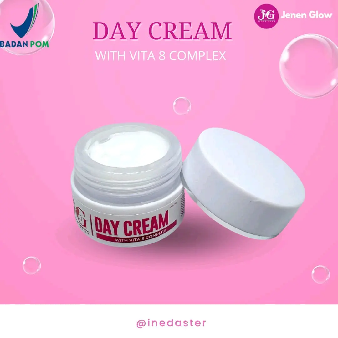 Day Cream JG Jenem Glow by ine Daster Mencerahkan Wajah Memudarkan Kerutan Perawatan Pencerah