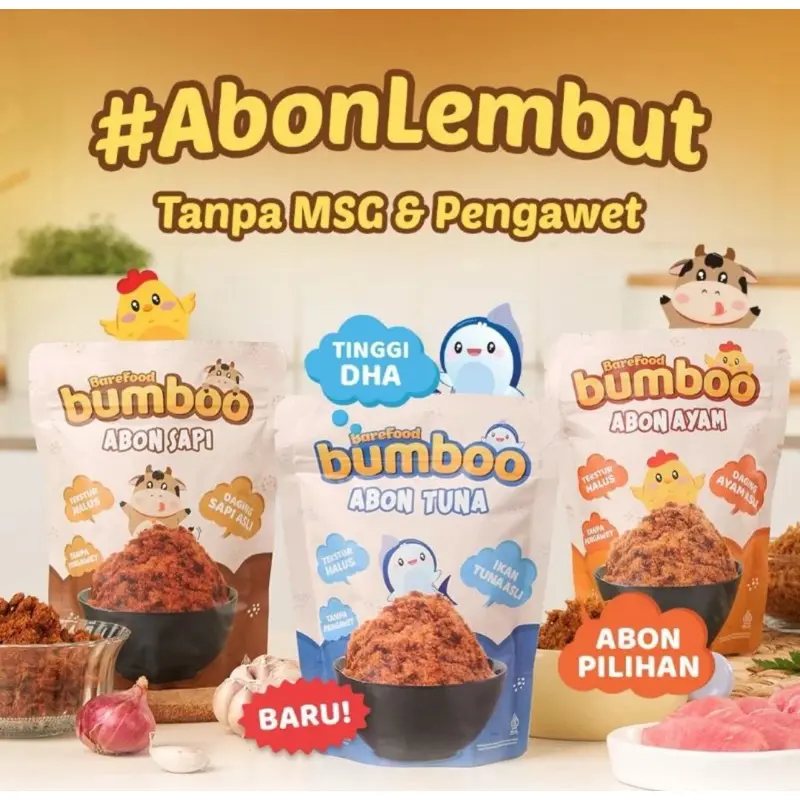 BAREFOOD Bumboo Abon Sapi, Ayam, dan Tuna - Tekstur Lembut untuk MPASI