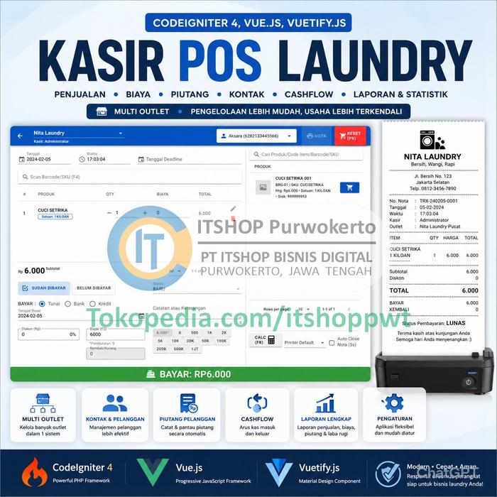 Jual Source Code Aplikasi Web Kasir Toko AksaPOS Laundry Codeigniter 4 ...