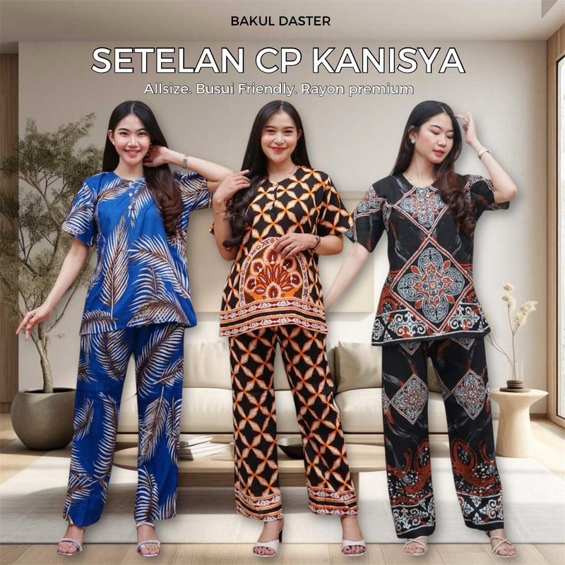 Setelan CP KANISYA Baju Tidur Celana Panjang Premium Oneset Busui Piyama Rayon Kekinian Wanita Pendek Katun 5