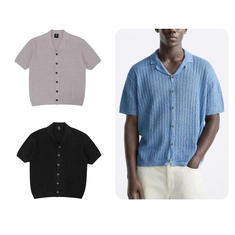 Áo sơ mi len cộc tay Zanes Jack Lane Áo sơ mi nam dệt kim cổ cuban form regular fit