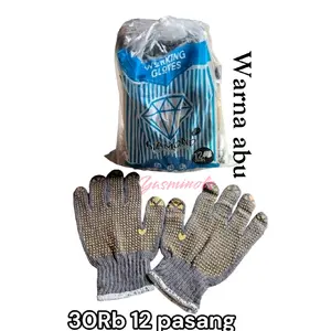 (12pasang) Sarung Tangan Pekerja Proyek/Petani/Bermotor/Mendaki Anti Slip Karet Bahan Rajut Gloves