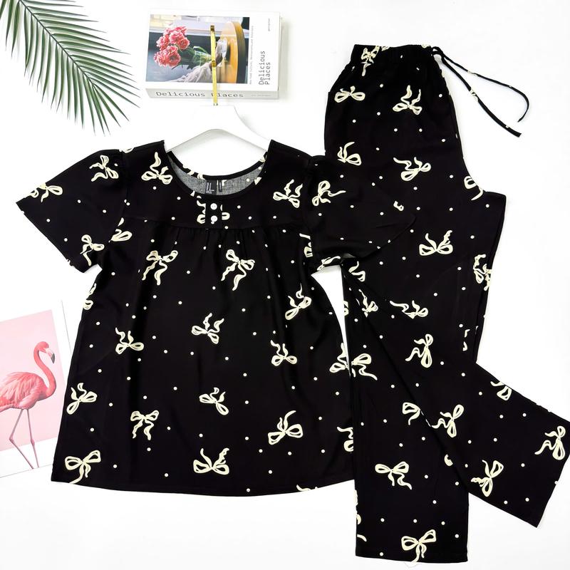 Đồ Tole Nữ Mặc Nhà, Bộ Lanh Quần Dài Phối Nút Tay Ngắn VNXK F21 45-75kg cao cấp, có BigSize - HappyHouse93