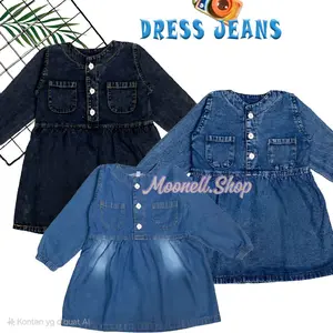 Dress Jeans Anak Perempuan/ Gaun Anak Perempuan Sandwash Usia 1-10 thn