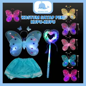 Doodoo Kostum Sayap Peri Kupu Kupu Anak Perempuan Dengan Tongkat Bando Princess