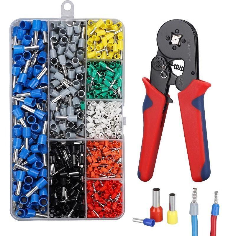 Kìm bấm cos vuông , kìm bấm cos pin, kìm bấm cos đầu dây điều chỉnh-Kèm 200 COS