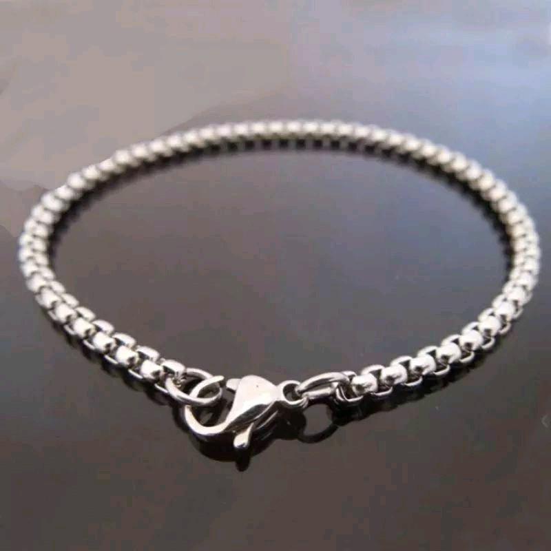 READY GELANG TANGAN RANTAI KECIL TITANIUM MODEL ROLO ANTI KARAT SILVER Bracelets 2