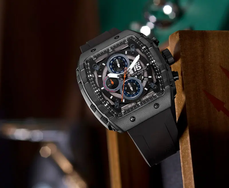 Jam Tangan T5 Original Eksekutiv 56G Rubber Strap Olahraga Kemewahan Chrono Aktif Black Blue Grey Multi Warna 3