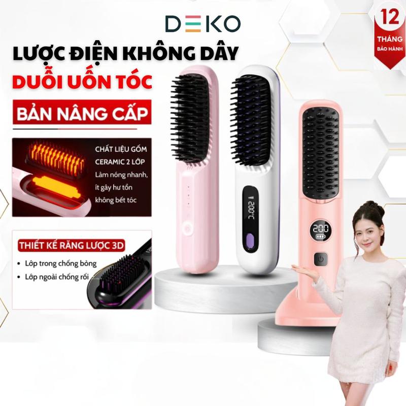 DEKO x Bà Nội Chất Chơi Lược Điện Chải Tóc METIS Không Dây Ion Âm Chăm Sóc Tóc Suôn Mượt Tạo Kiểu Dễ Dàng Mang Theo - Lược Điện Chải Tóc METIS Cao Cấp Dễ Sử Dụng