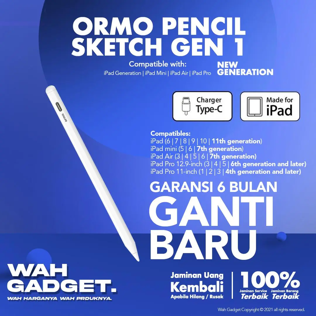 [K] Ormo Sketch Pencil for IPad alternative Pencil Pro 1 2 l Garansi Resmi 6 Bulan l Rusak Ganti Unit Baru