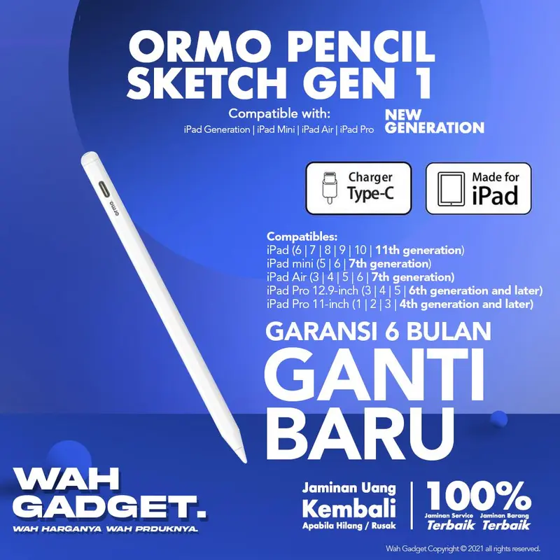 [K] Ormo Sketch Pencil for IPad alternative Pencil Pro 1 2 l Garansi Resmi 6 Bulan l Rusak Ganti Unit Baru