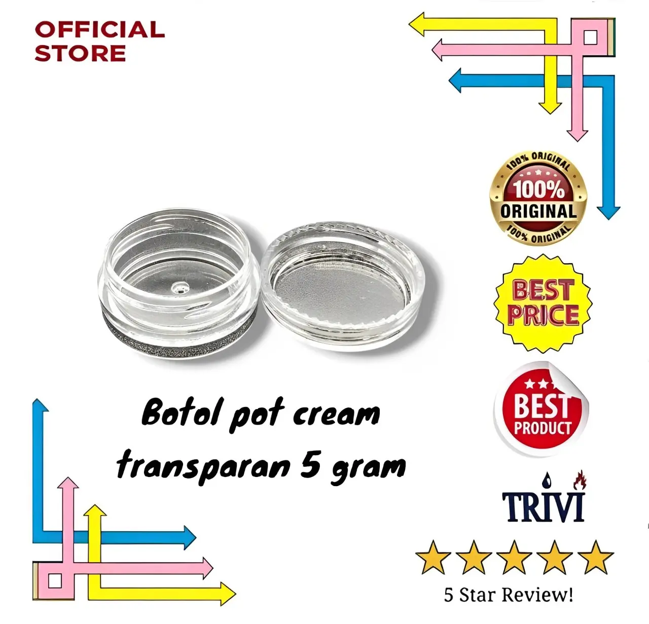 Botol pot cream transparan 5 gram wadah kosmetik sample, transparant bottle ideal cosmetic make up