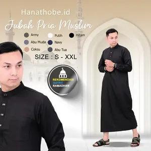 Jubah pria muslim premium jubah laki laki muslim jubah kece cowok Jubah Gamis Pria Polos Panjang Lengan Manset Kancing Snep