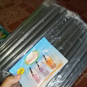 SEDOTAN BUBBLE BOBA STERIL HITAM 12mm isi 100pcs / SEDOTAN BUBBLE HITAM BUNGKUS HIGIENIS Plastik Plastik