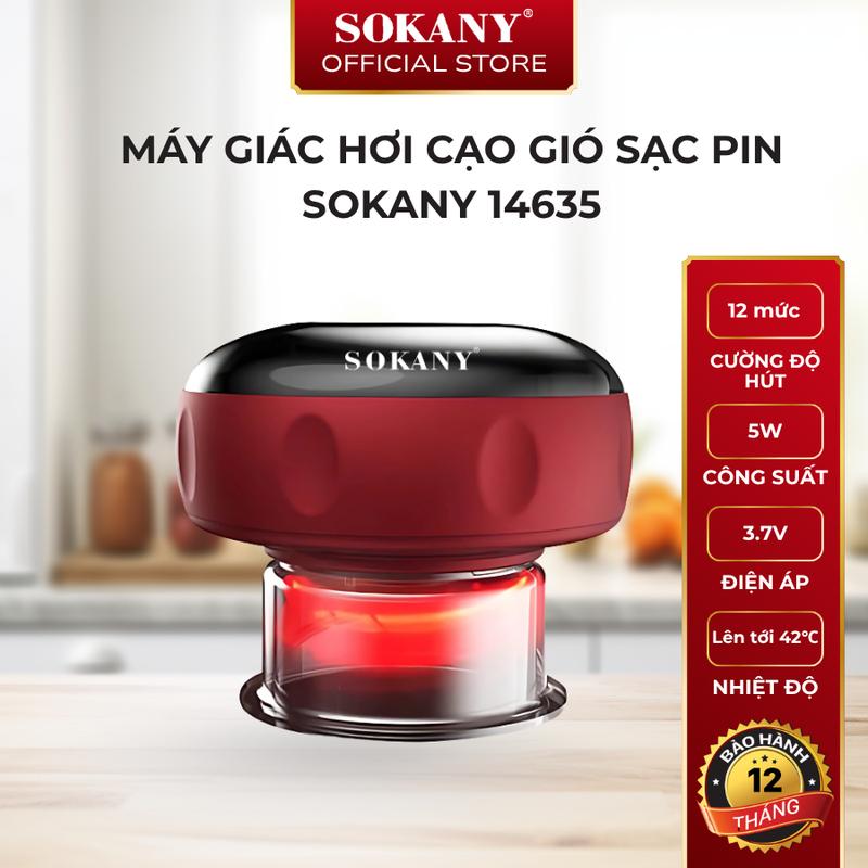 Máy Giác Hơi Cầm Tay Sạc Pin 12 Chế Độ Máy Cạo Gió Massage Giảm Đau Nhức Tăng Tuần Hoàn Máu SOKANY 13821
