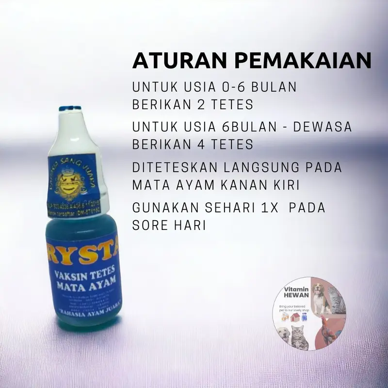 Vaksin Tetes Mata Ayam CRYSTAL Pencegah CRD Flu Burung Tetelo Aratan 4