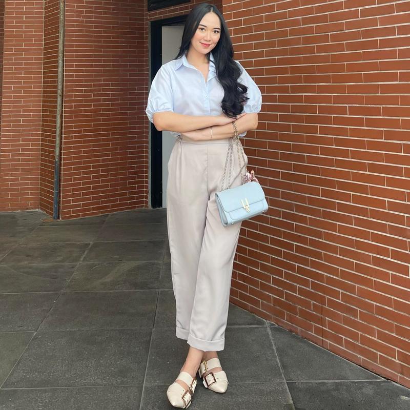[BISA COD] - KLEOVA Amber Pants - Celana Baggy Wanita Bahan Tebal dan Jatuh - Celana Dasar Straight Cut Cewek Gendut - Kulot High Waist Premium Jumbo Fit 5