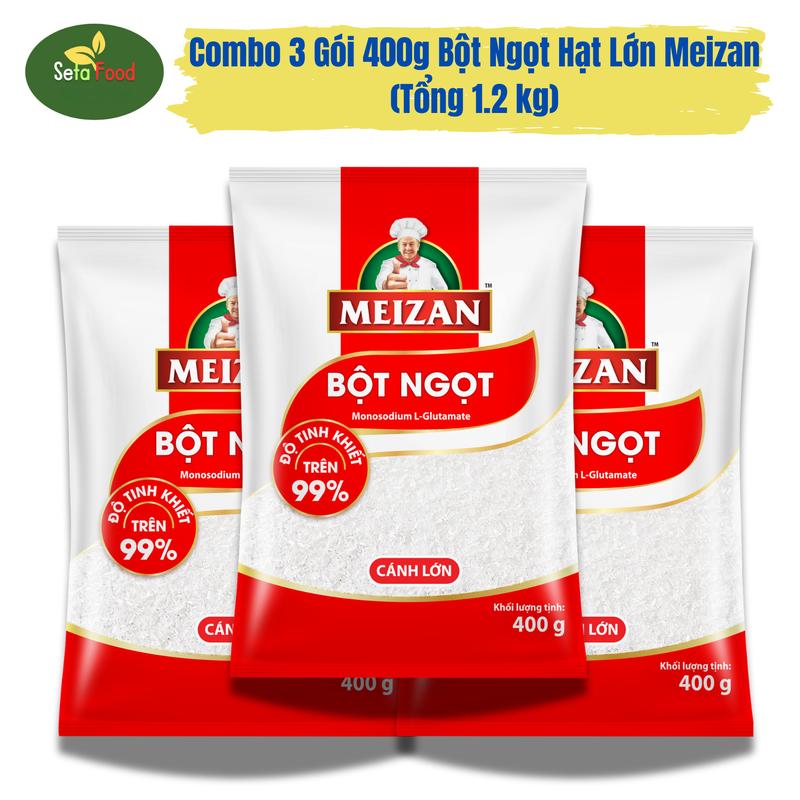 3 Gói Bột Ngọt Hạt Lớn Meizan 400g ̣Tổng 1,2 Kg - Độ Tinh Khiết Trên 99% - Sản Phẩm Chất Lượng - Sugar Đường bột ngọt meizan