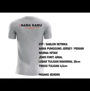 DTF / Sablon setrika request / Custom Nama Punggung Jersey Pemain warna Hitam