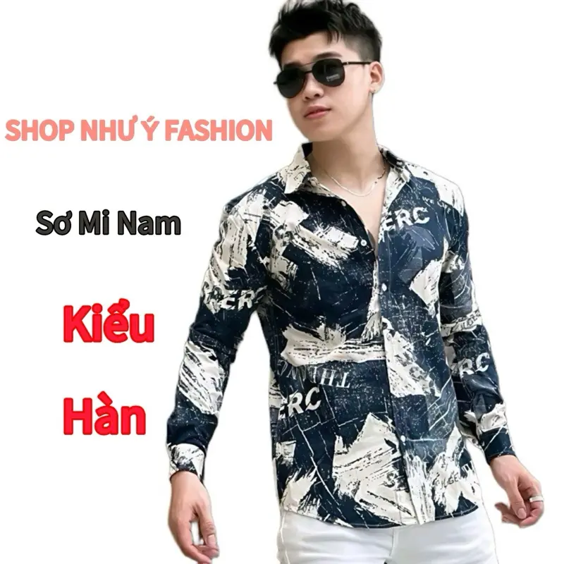 Áo Sơ Mi Nam Dài tay Hoạ tiết chất liệu lụa mango chống nhăn không xù chuẩn phom