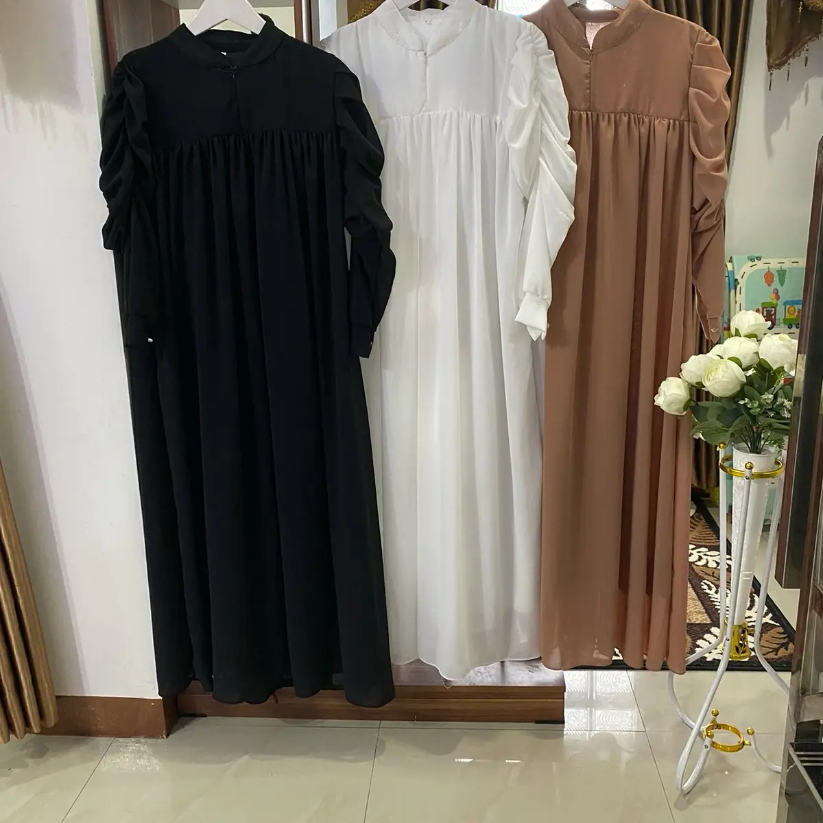 Alessa dres bahn ceruty babydoll full furing bhan nyaman dinggin saat di pakai