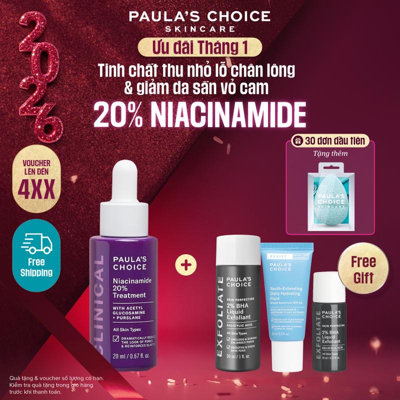 Tinh chất hỗ trợ thu nhỏ lỗ chân lông Paula's Choice Clinical Niacinamide 20% Treatment 20ml 8030