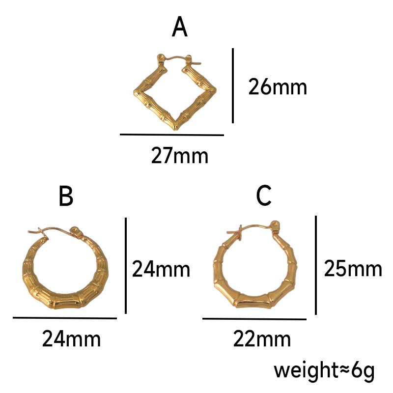 Product Introduction of Stainless steel cross-border fashion temperament all match personality simple geometric bamboo women's  gold earrings 0