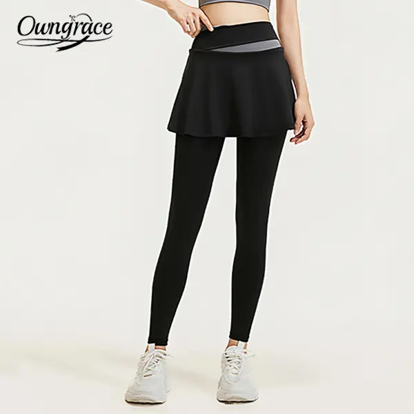 Seluar Yoga Wanita Gaya Skirt Palsu dengan Pinggang Tinggi untuk Angkat Punggung, Anti-Tembus, Cocok untuk Senaman, Lari, Pilates, Aktiviti Kecergasan Luar, Legging Selesa dengan Reka Bentuk Slim untuk Penampilan Lebih Ramping dan Gaya Hidup Sukan