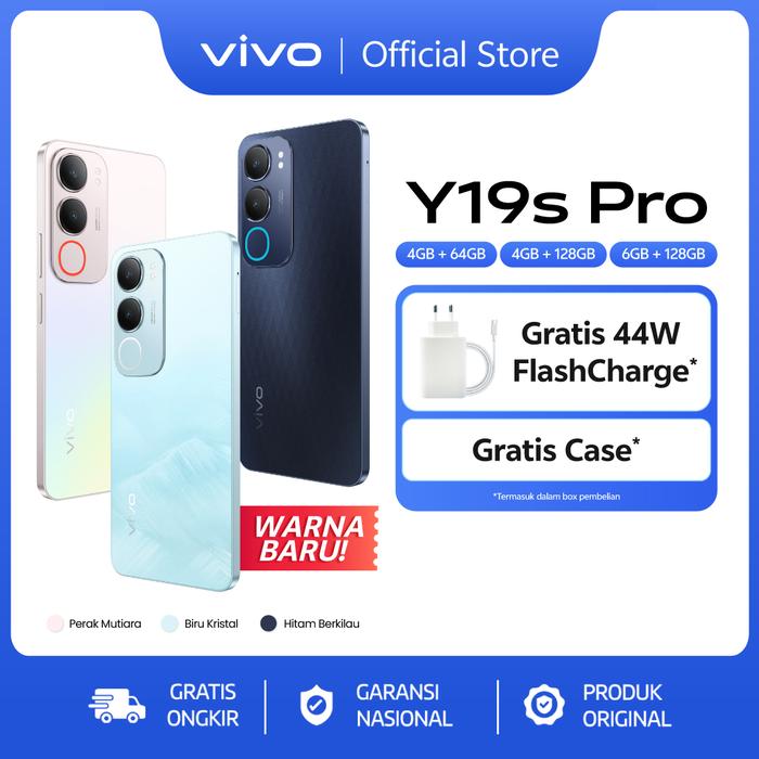 Gambar vivo Y19s Pro - 6000mAh + 44W FlashCharge, Tahan Banting Ekstrem, Tahan Hujan IP64, Dual Stereo Speaker, 50MP Kamera Utama, AI Erase 2.0 dari vivo Indonesia Kab. Tangerang Tokopedia