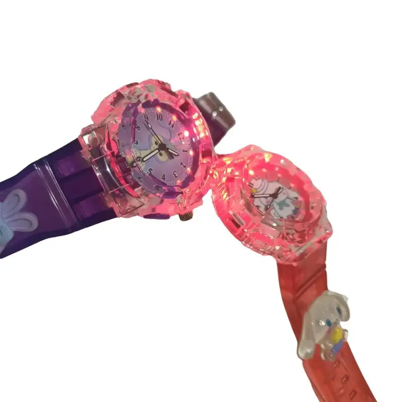 jam tangan anak ada melody dan lampu warna - warni Fashion Karet Led Perempuan 1