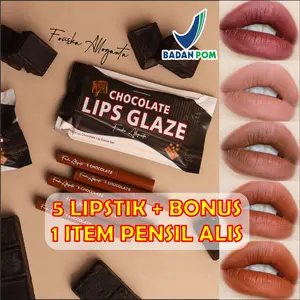 【BPOM Promo & COD/ 5Pcs】Fouska Alloganta Lip Glaze Matte Chocolate Lip Glaze 5in1 Set Bibir Tahan, Anti Lengket & Tahan Air, Promo Diskon,Set lipstik murah 5 warna,Lipstik cair tahan lama Paket Lipstik Matte Cokelat/Set lip gloss matte