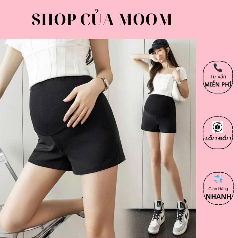 [Nhà Moom] Quần đùi bầu, quần sooc bầu dáng A chất Umi hàn trẻ trung - mềm mát. Co dãn bền đẹp có chun rút eo