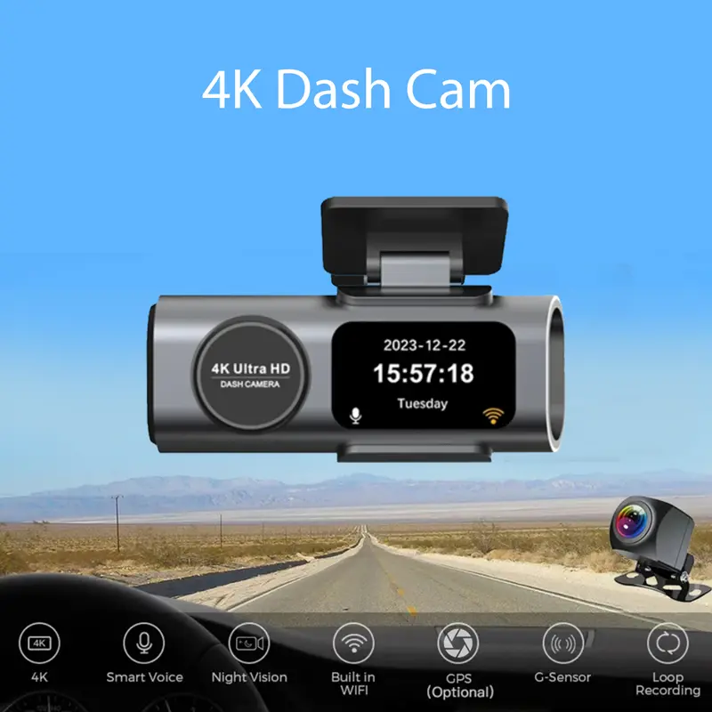 Acroder Dashcam Mobil WIFI GPS 4K 3 Inch Layar Recording Perekaman 24 Jam Pemantauan Parkir G-sensor 1
