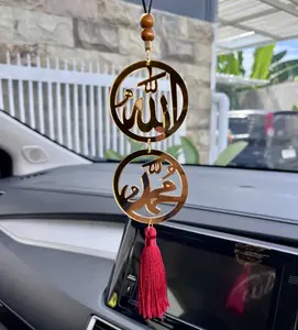 Gantungan Spion Mobil , Hiasan Spion Mobil Mewah dan Elegan dari Bahan Acrilic Warna Emas Tebal 4mm Diameter 6 cm gantungan  buat