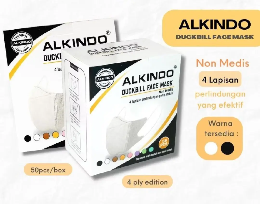 Masker Duckbill Alkindo 4 Ply Warna Hitam Putih