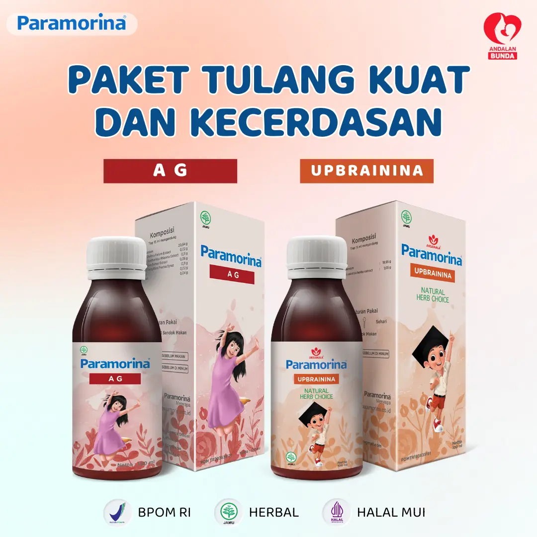 PAKET TULANG KUAT DAN KECERDASAN (Paramorina AG + UP) | Vitamin Booster madu untuk anak usia 1 tahun keatas | vitamin daya tahan tubuh, zat besi dan kecerdasan