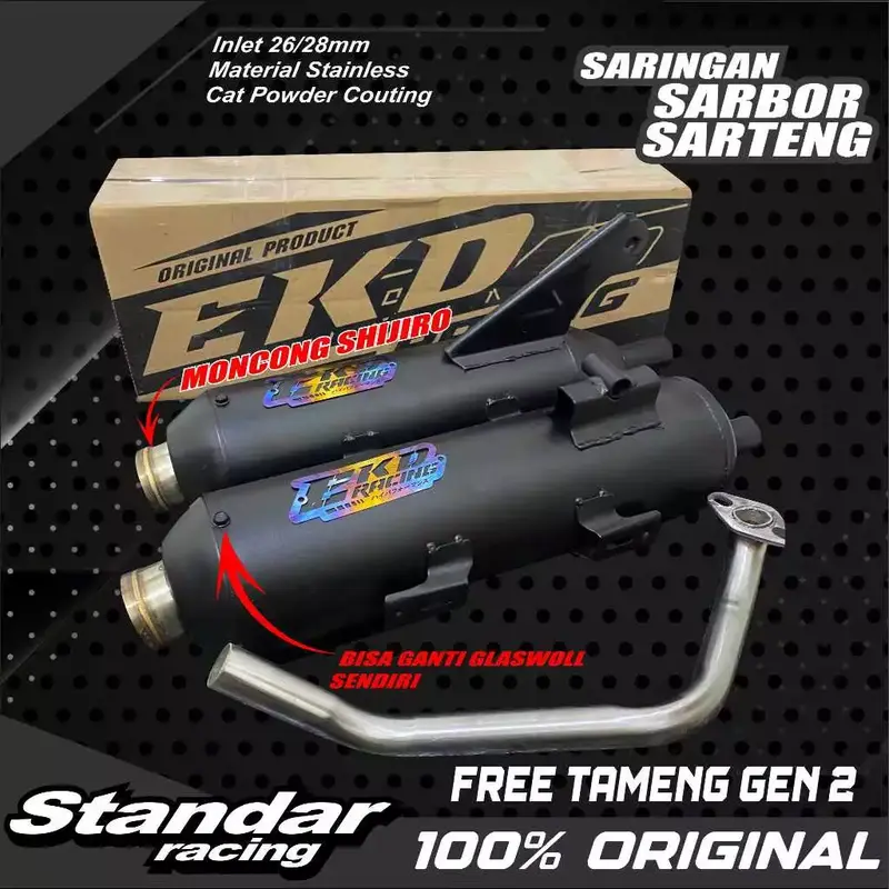 Knalpot Original EKD RACING moncong Shijiro emblem Gold untuk Motor Metik Vario beat scoopy nmax aerox pcx mio genio deluxe Aksesoris Besi Motorcycle Sepeda;cms;vario 1