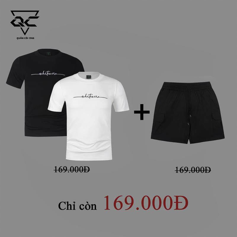 Xa kho Áo thun cộc tay Nam ,Nữ  HA TIET THEU At:297 ( Quân còi 1988 ) chất vải cottonUNI 280gsm Menswear Trắng Cổ Tròn