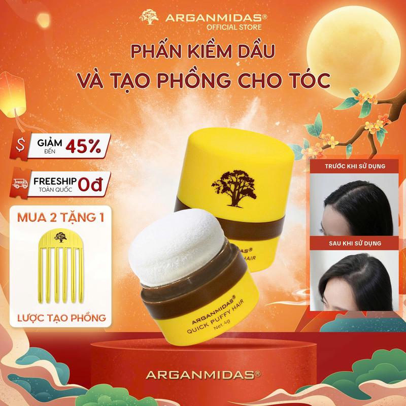 Phấn Tóc Kiềm Dầu Tạo Phồng Arganmidas – Hỗ Trợ Làm Chân Tóc Tơi Phồng Và Giảm Bết Dính, thấm hút dầu, dành cho tóc nhanh dơ bết dầu