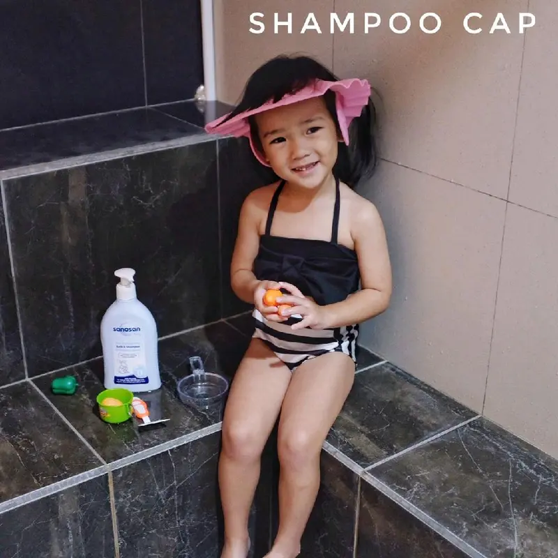 [DB001] SHOWER CAP BAYI | ALAT MANDI | ELASTIS | PENYANGGA KEPALA | TOPI MANDI ANAK | ALAT CUCI RAMBUT ANAK BAYI Handuk 4