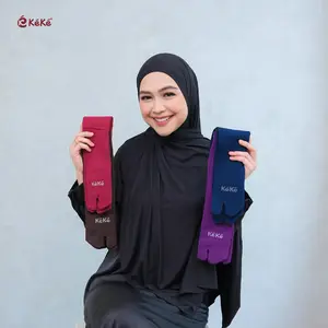 Keke Basics Kaos Kaki Jasmine Muslimah Empuk & Anti Slip Bahan Nylon Spandeks Panjang 34cm Hitam Motif Hijab