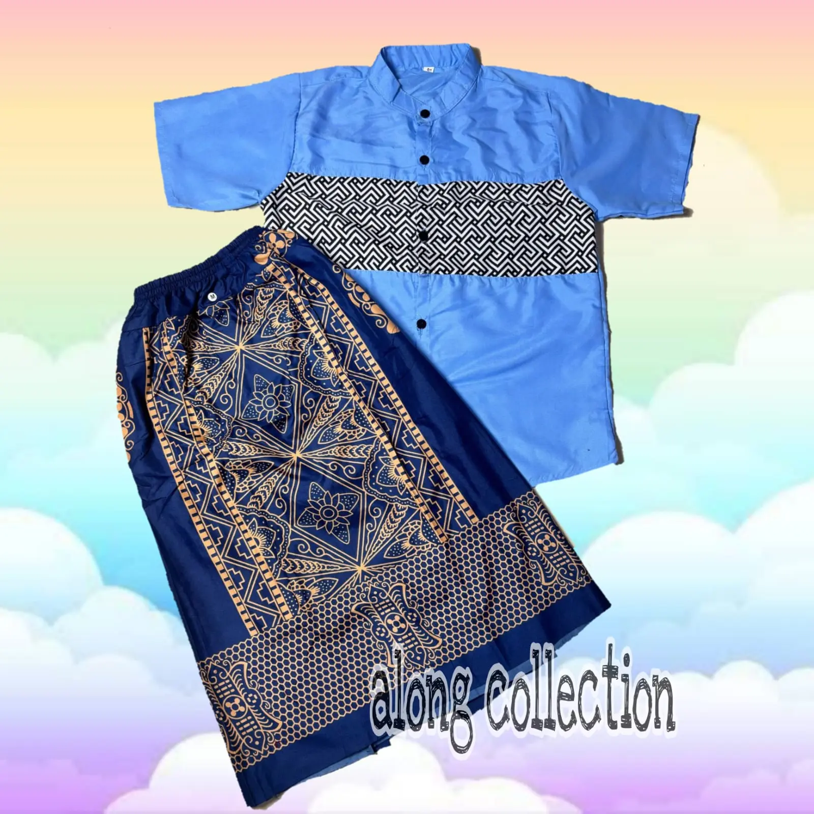 Setelan Koko Sarung Anak Sarwon Usia 4-12 Tahun - Sarko Anak Baju Muslim Anak