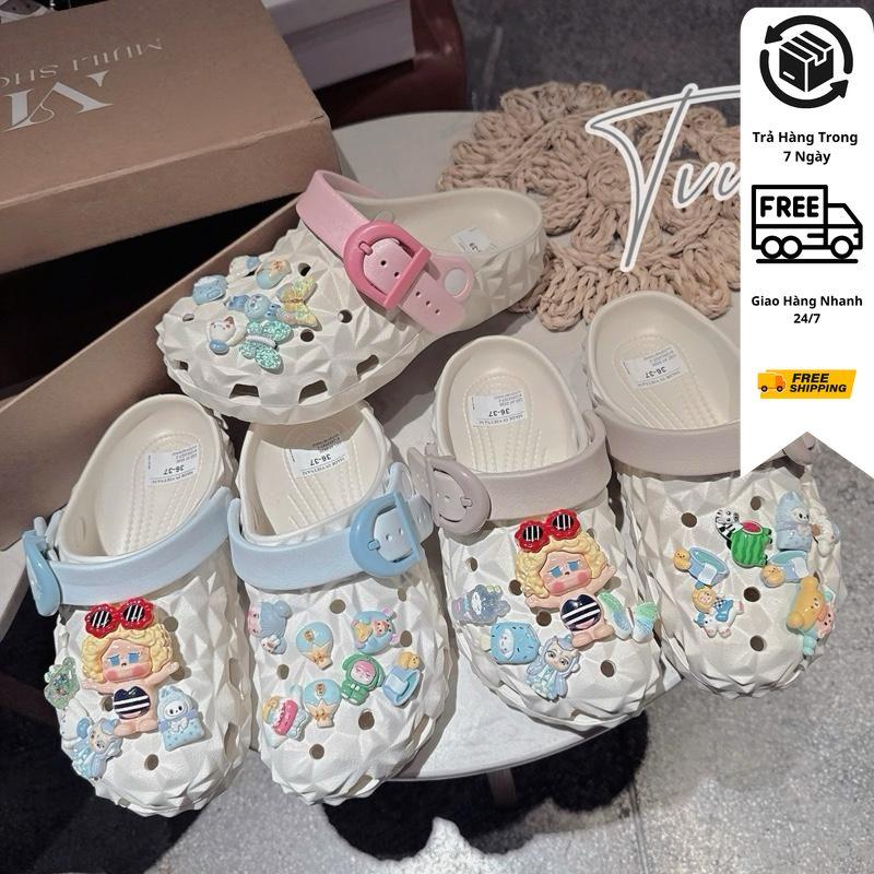 TV058(N1)_Dép sục nữ Sầu riêng quai khoá| Nhựa EVA Siêu Nhẹ ,Chống Trơn Trượt,Đi Nước,Đi Hằng Ngày (TẶNG CHARM)