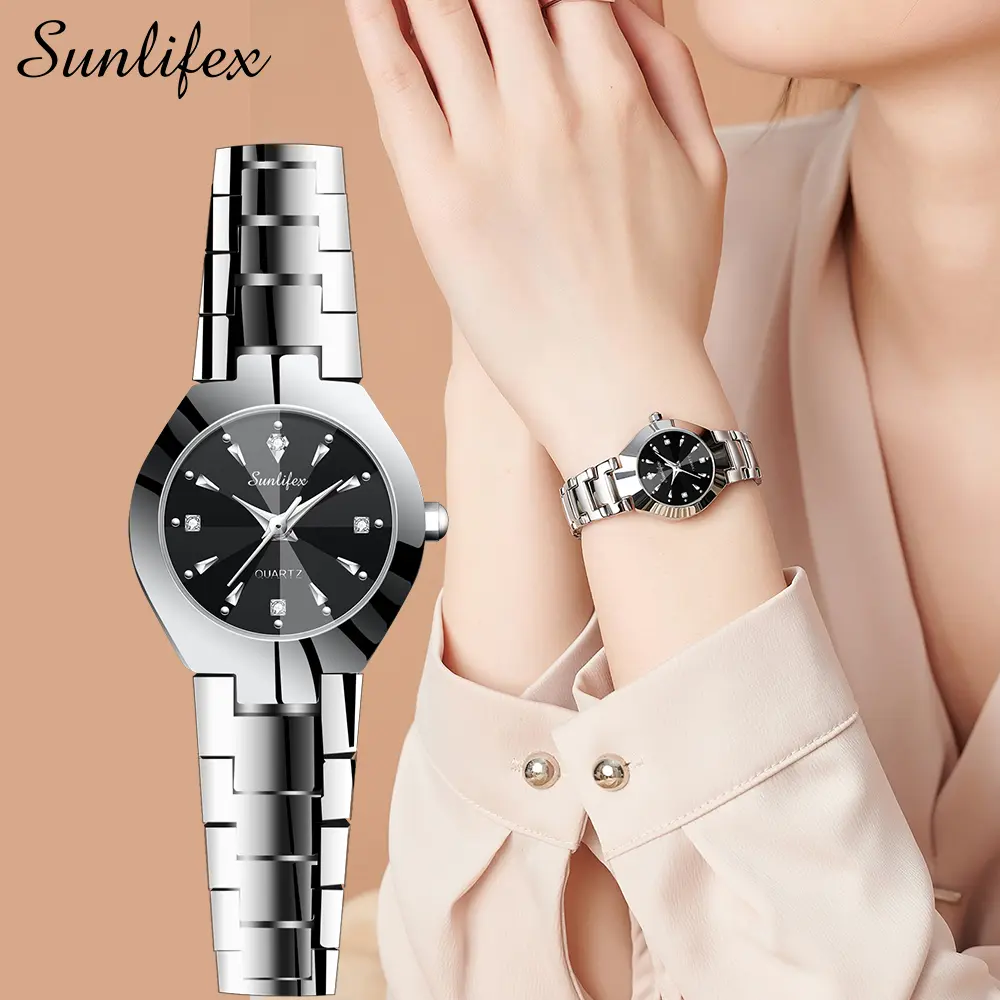 Sunlifex Jam Tangan Wanita Original Berlian Anti Air Kuarsa Bisnis Santai Wanita Jam Tangan Cewek   SL9090