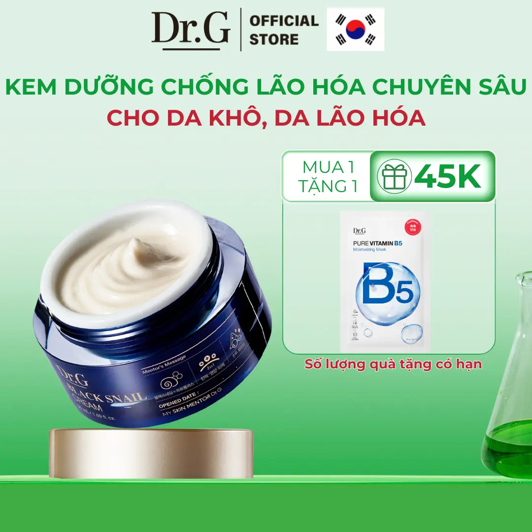( Quà tặng 1 mask vitamin bất kỳ ) Kem dưỡng Dr.G Black Snail Cream 50ml