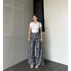 Celanakulot - Everyday Pants - Motif Abstrak - Celana Panjang Wanita Baggy Kantor Kuliah - Kulot Pinstripe - Celana Formal Casual Wanita Loose Basic