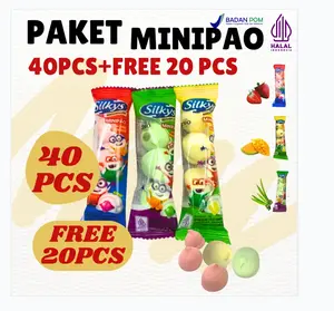 PAKET MARSHMELLOW MINIPAO 40PCS+FREE 20PCS TURUN HARGA MARSHMELLOW MINIPAO ANEKA RASA MANGGA STRAWBERRY PANDAN TERBARU HALAL RASA BUAH BUAHAN CEMILAN ANAK LUCU DAN SEHAT Candy Food Snack Jajanan Paket Usaha Jajanan SD 1 DUS Jajanan Grosir